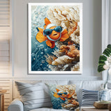 Orange Nemo Fish With Glasses In The Ocean - Fish Large Canvas Wall Art