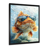Orange Fish With Glasses In The Ocean - Fish Living Room Wall Art