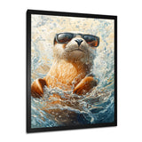 Purple Seal With Glasses In The Ocean - Seal Canvas Wall Art