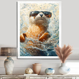 Purple Seal With Glasses In The Ocean - Seal Canvas Wall Art