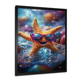Purple Starfish With Glasses In The Ocean - Starfish Wall Decor
