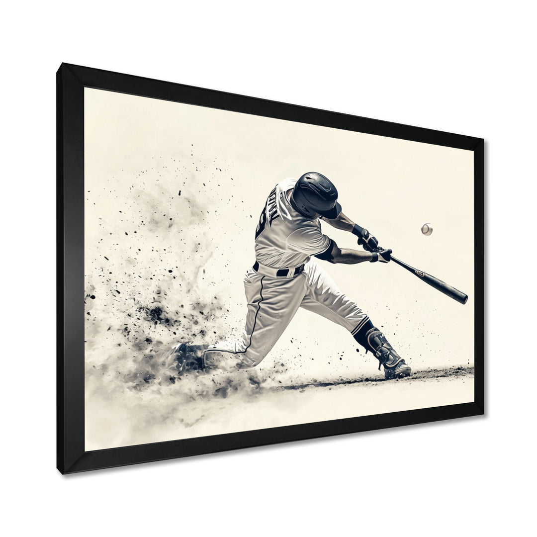 Grey Baseball Minimal Swing Ii Accented With - Sport Baseball Canvas Wall Art
