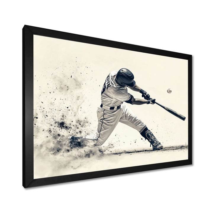 Grey Baseball Minimal Swing Ii Accented With - Sport Baseball Canvas Wall Art