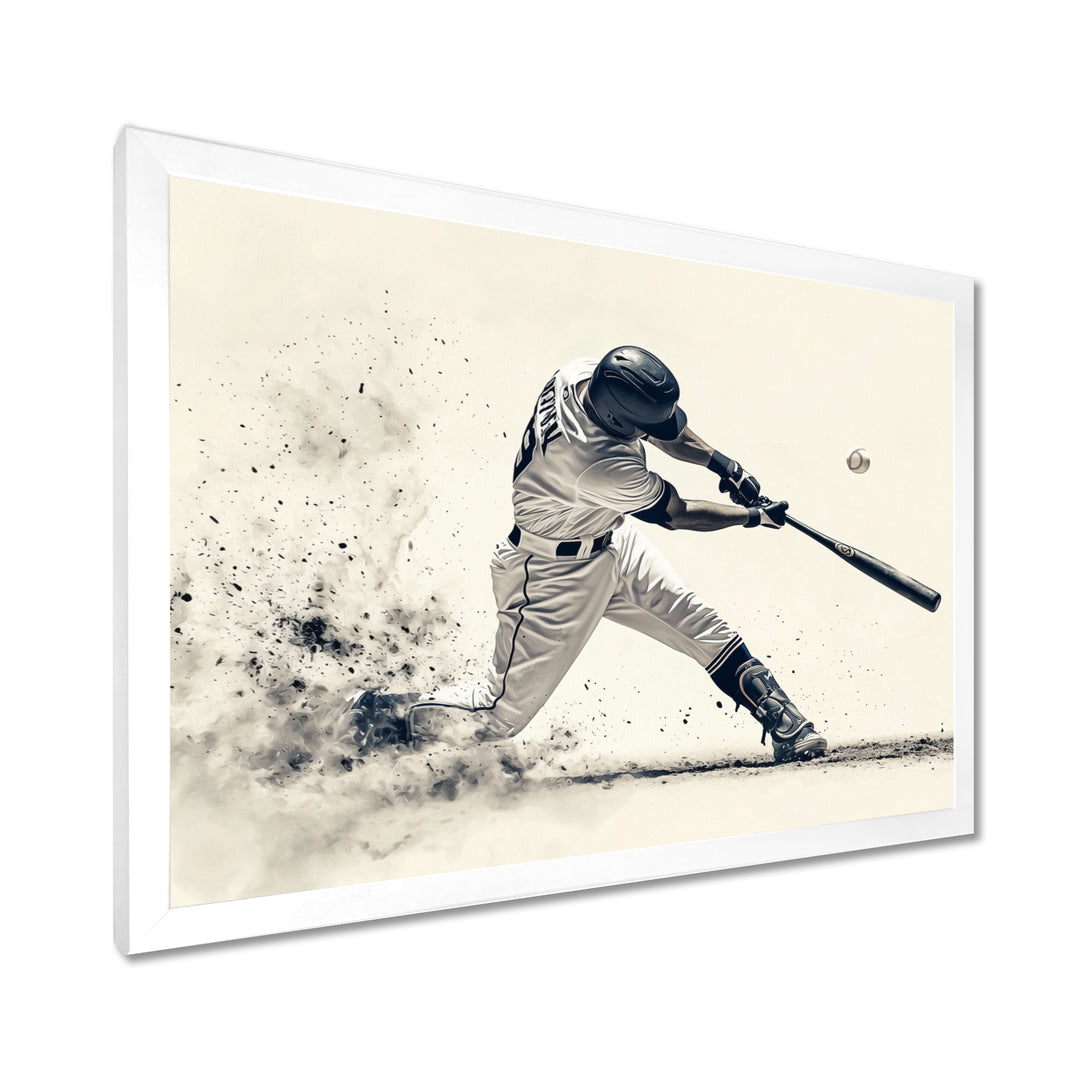 Grey Baseball Minimal Swing Ii Accented With - Sport Baseball Canvas Wall Art