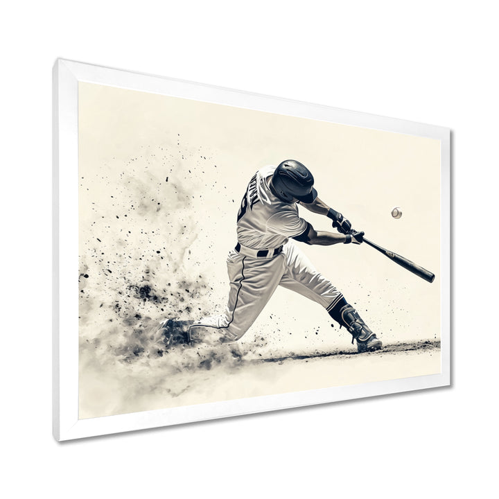 Grey Baseball Minimal Swing Ii Accented With - Sport Baseball Canvas Wall Art