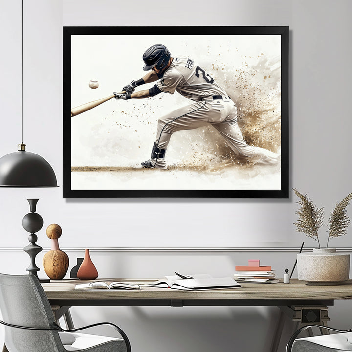 Minimal Black And White Baseball Swing I - Sport Baseball Canvas Wall Art