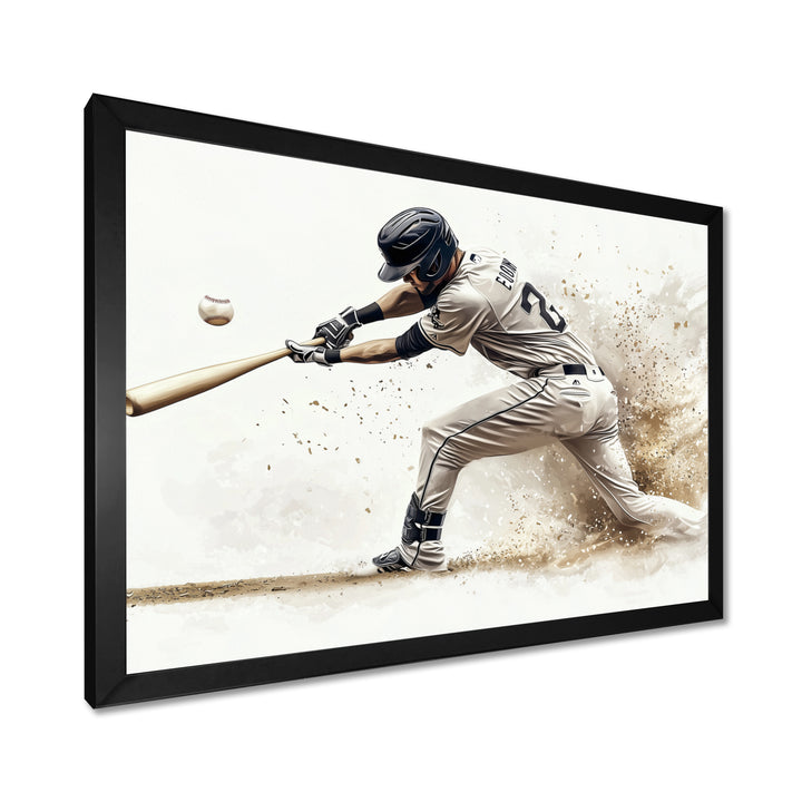 Minimal Black And White Baseball Swing I - Sport Baseball Canvas Wall Art