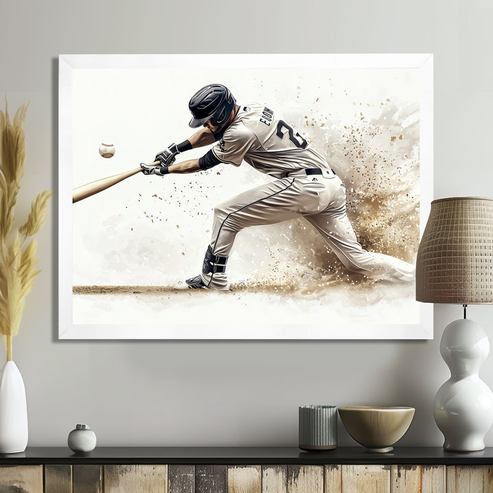 Minimal Black And White Baseball Swing I - Sport Baseball Canvas Wall Art