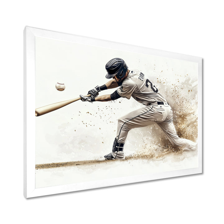 Minimal Black And White Baseball Swing I - Sport Baseball Canvas Wall Art