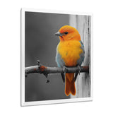 Yellow Chickadee's Bird House Branch - Bird House Home Decor Art
