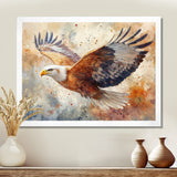 Brown Yellow Bold Eagle Soaring High - Eagle Home Decor Art