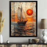 Orange Sunset Aegean Greek Trireme Ship - Boat Sailing Canvas Wall Art