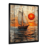 Orange Sunset Aegean Greek Trireme Ship - Boat Sailing Canvas Wall Art