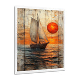 Orange Sunset Aegean Greek Trireme Ship - Boat Sailing Canvas Wall Art