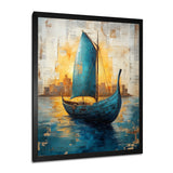 Blue Ancient Glory Greek Trireme Ship - Vikings Boat Canvas Wall Art