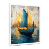 Blue Ancient Glory Greek Trireme Ship - Vikings Boat Canvas Wall Art