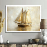 White Sailing Aegean Greek Trireme Ship - Boat Sailing Canvas Wall Art