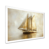White Sailing Aegean Greek Trireme Ship - Boat Sailing Canvas Wall Art