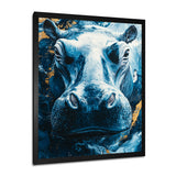 Blue Hippo Portrait - Hippopotamus Bedroom Wall Art