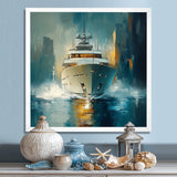 Green Yellow Yacht Horizon - Boat Yacht Canvas Wall Art