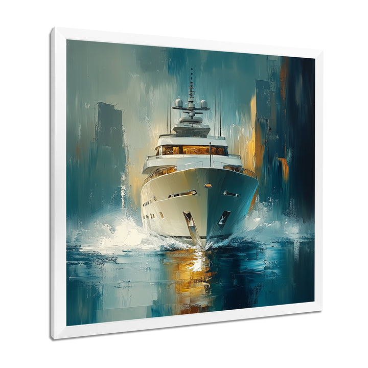 Green Yellow Yacht Horizon - Boat Yacht Canvas Wall Art