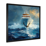 Blue Sophistication With Yellow Boat Yacht Blend - Boat Yacht Canvas Wall Art