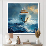 Blue Sophistication With Yellow Boat Yacht Blend - Boat Yacht Canvas Wall Art