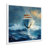 Blue Sophistication With Yellow Boat Yacht Blend - Boat Yacht Canvas Wall Art