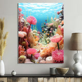 Pink Oceanic Coral Floral Dreams - Blue Coral Wall Art