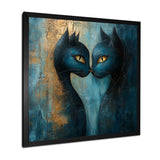 Viking Blue Freyja's Cats - Cat Framed Canvas Art