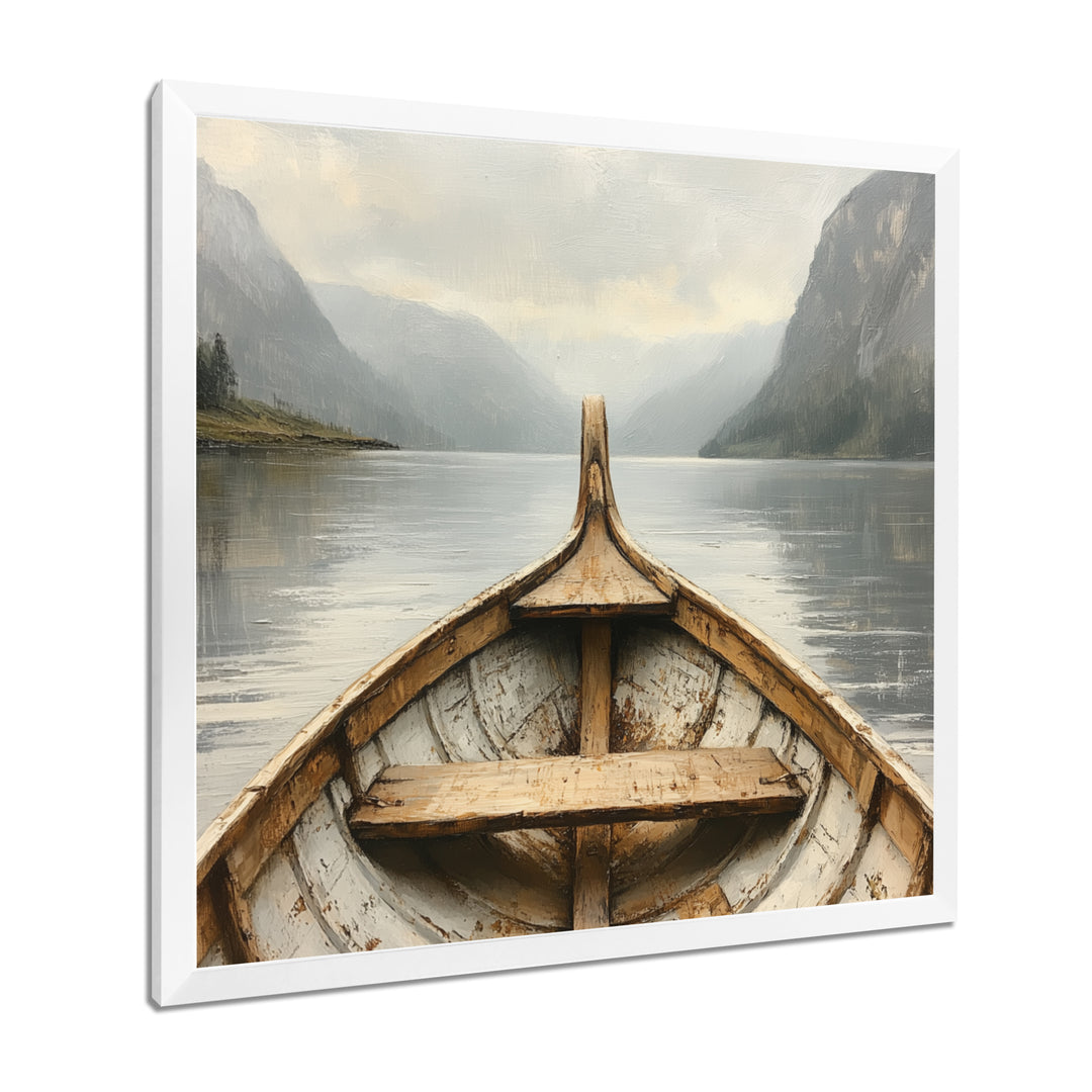 Brown Vikings Boat Fjords Tranquility I - Vikings Boat Canvas Wall Art