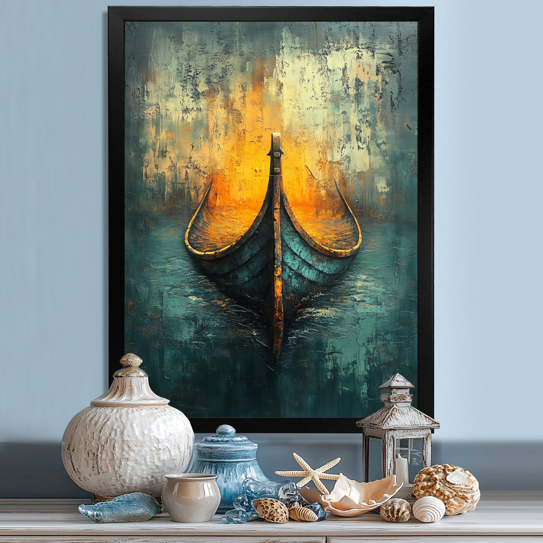 Yellow Vikings Boat Longships Speed - Vikings Boat Canvas Wall Art
