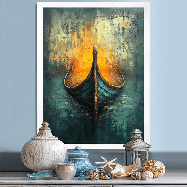 Yellow Vikings Boat Longships Speed - Vikings Boat Canvas Wall Art