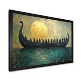 Green Vikings Boat Vikings Return - Vikings Boat Canvas Wall Art