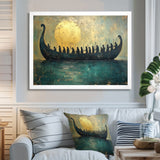 Green Vikings Boat Vikings Return - Vikings Boat Canvas Wall Art