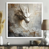Mythology White Dragons Head - Dragons Living Room Wall Art