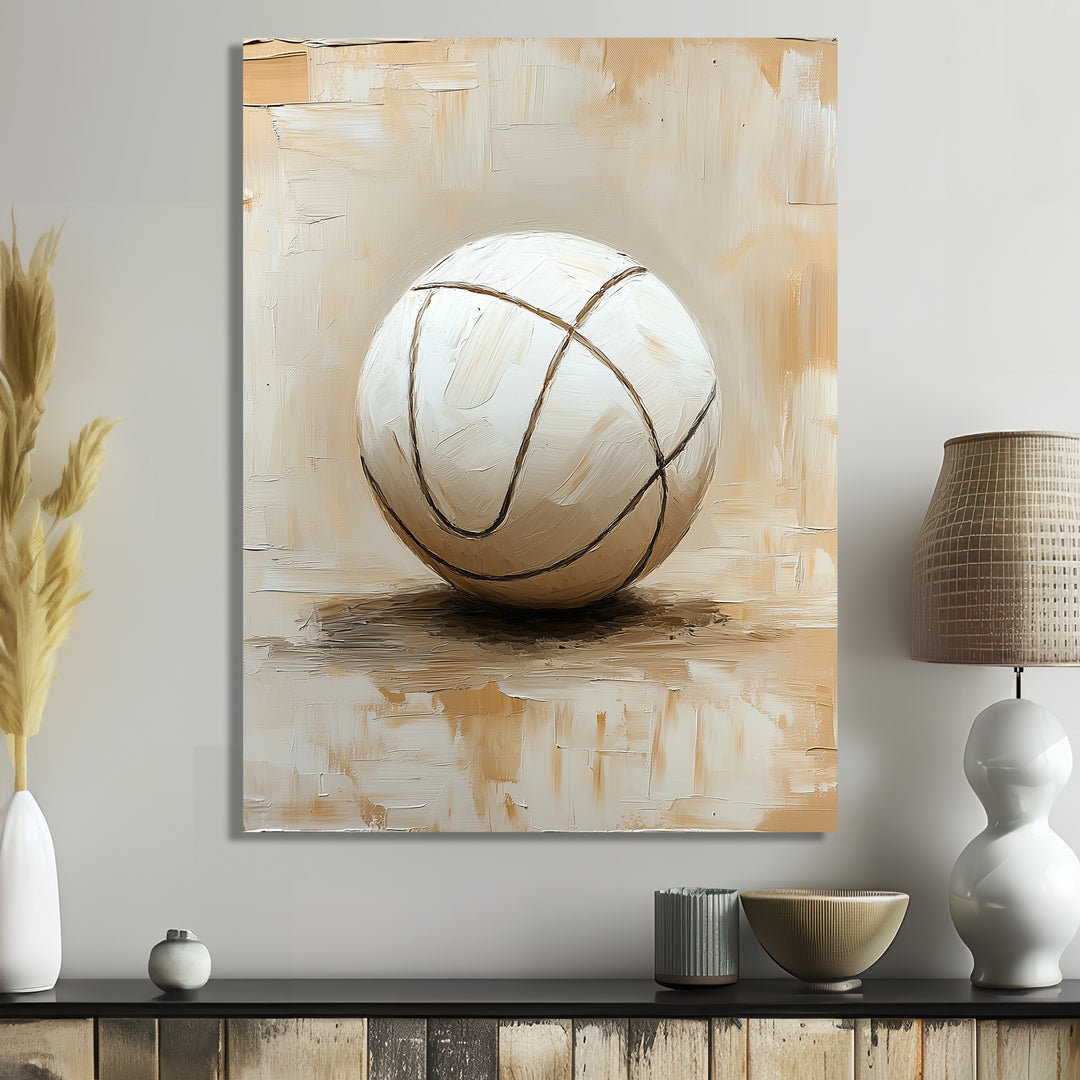 White Volleyball Ballon Minimalism Vibes - Volleyball Canvas Wall Art