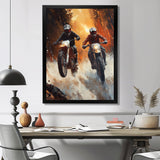 Orange Moto X Head-To-Head Accented With Black - Dirt Bike Canvas Wall Art