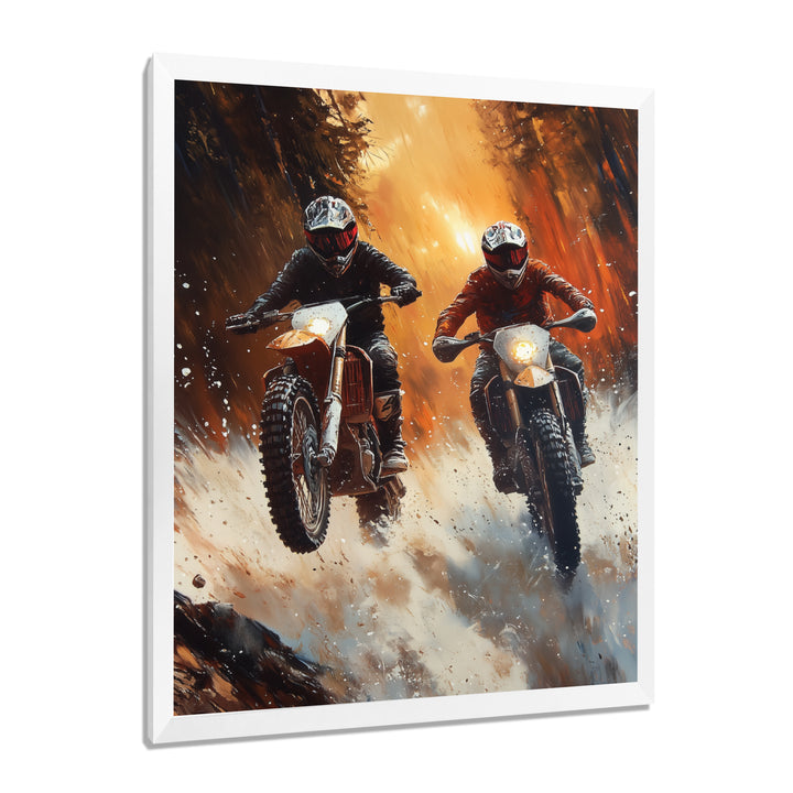 Orange Moto X Head-To-Head Accented With Black - Dirt Bike Canvas Wall Art