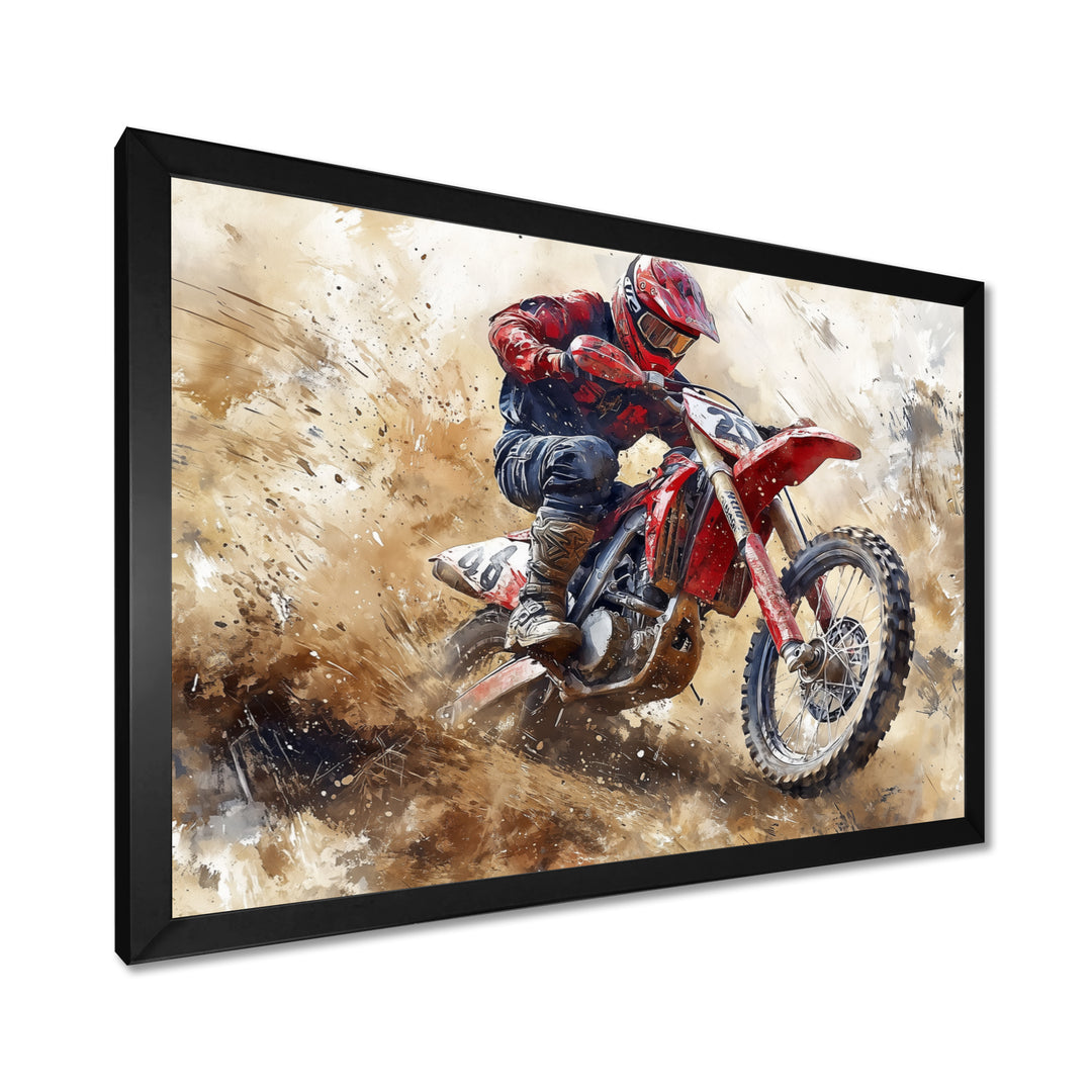 Red Moto X Mayhem Accented With Black I - Dirt Bike Canvas Wall Art