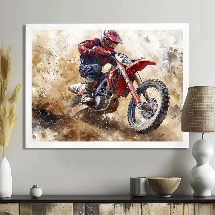 Red Moto X Mayhem Accented With Black I - Dirt Bike Canvas Wall Art