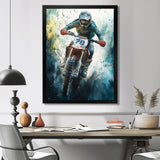 Green Moto X Step-Up Accented With Yellow I - Dirt Bike Canvas Wall Art