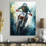 Green Moto X Step-Up Accented With Yellow I - Dirt Bike Canvas Wall Art