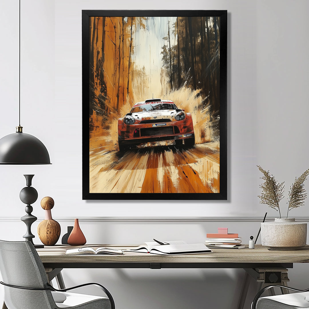 Red Rally Car Rallycross Accented With Orange - Cars Off-Roadcanvas Canvas Wall Art