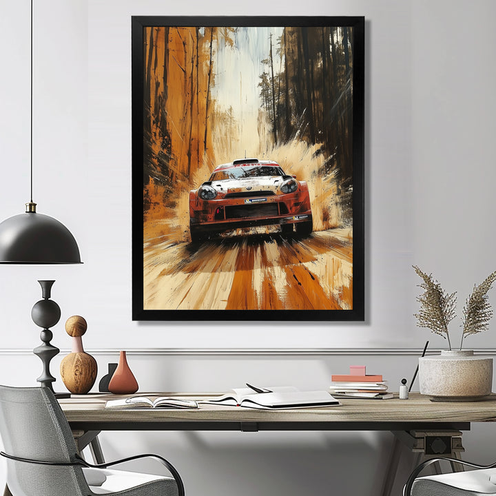 Red Rally Car Rallycross Accented With Orange - Cars Off-Roadcanvas Canvas Wall Art
