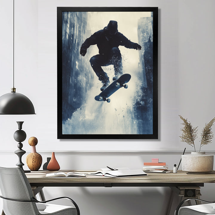 Grey Skateboard Splash Accented With - Skateboard Canvas Wall Art