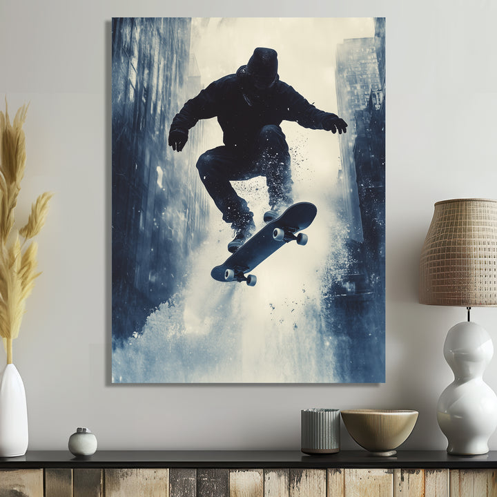 Grey Skateboard Splash Accented With - Skateboard Canvas Wall Art