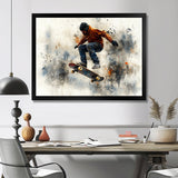 Black Skateboard Street Accented With Orange I - Skateboard Canvas Wall Art