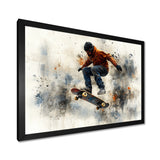 Black Skateboard Street Accented With Orange I - Skateboard Canvas Wall Art