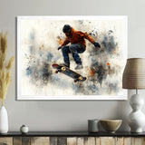 Black Skateboard Street Accented With Orange I - Skateboard Canvas Wall Art